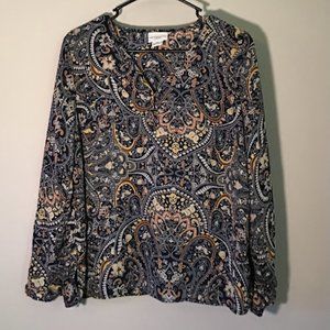 Liz Claiborne Long Sleeve V Neck Blouse